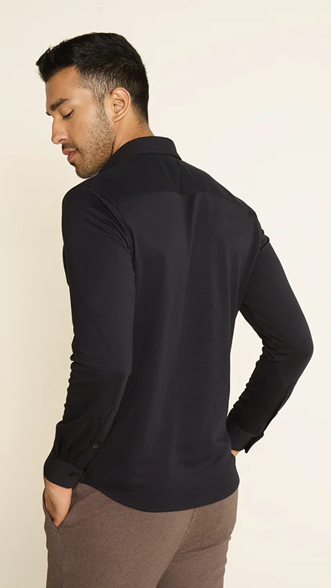 Constant All-Degree Pique Shirts Full Sleeves Jet Black