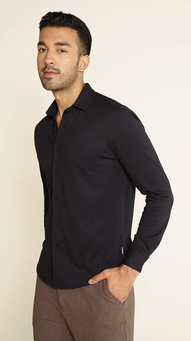 Constant All-Degree Pique Shirts Full Sleeves Jet Black