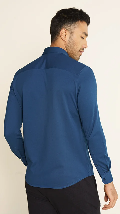 Constant All-Degree Pique Shirts Full Sleeves Teal Blue