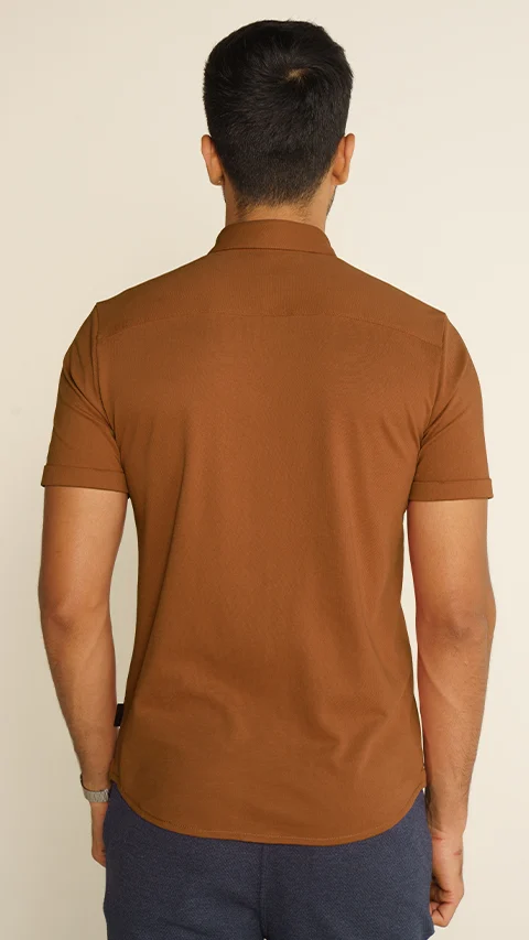 Constant All-Degree Pique Shirts Half Sleeves Caramel Brown