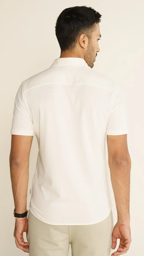 Constant All-Degree Pique Shirts Half Sleeves Ivory White