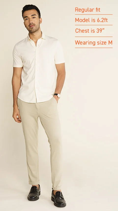 Constant All-Degree Pique Shirts Half Sleeves Ivory White