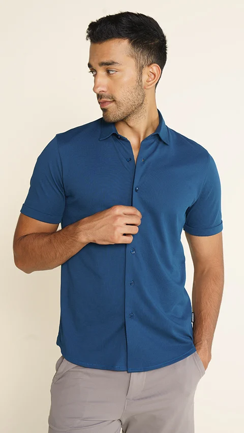 Constant  All-Degree Shirts Half Sleeves Teal Blue