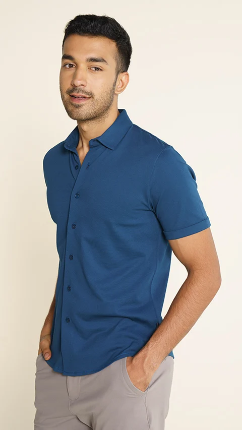 Constant  All-Degree Shirts Half Sleeves Teal Blue