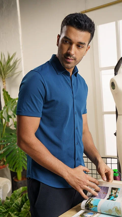Constant  All-Degree Shirts Half Sleeves Teal Blue