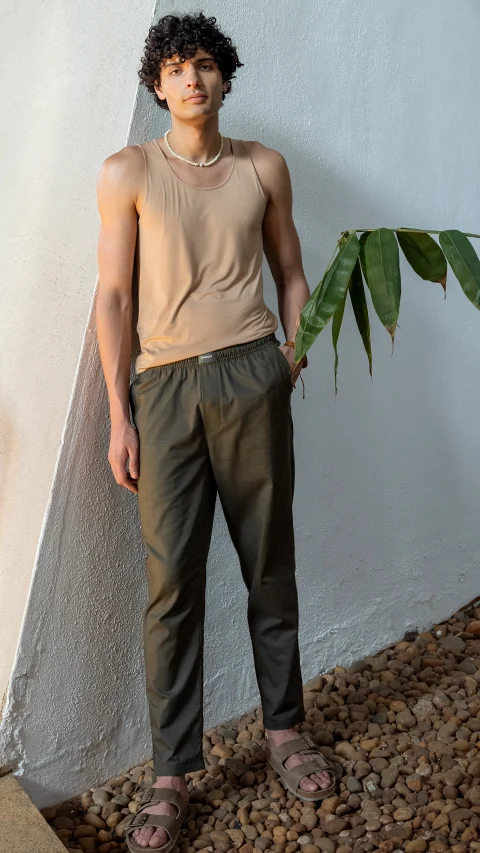 Linen Pyjama Fern Green