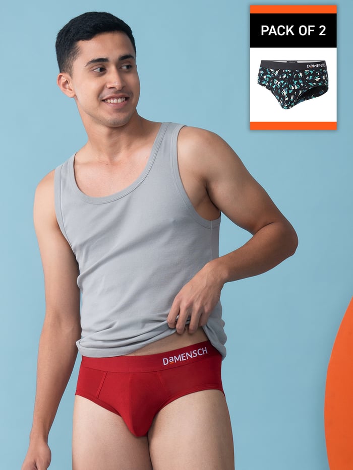 Value-Deal Deo-Soft Briefs Tango Red, Tropical Black