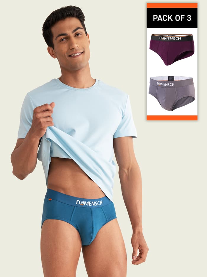 Value Deal Deo-Cotton Briefs- Lysons Blue, Violet View, Rabbit