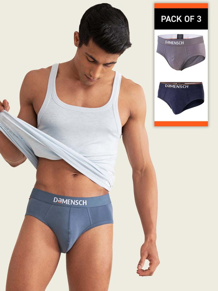 Value Deal Deo-Cotton Briefs- Blue Stone, Rabbit, New Navy