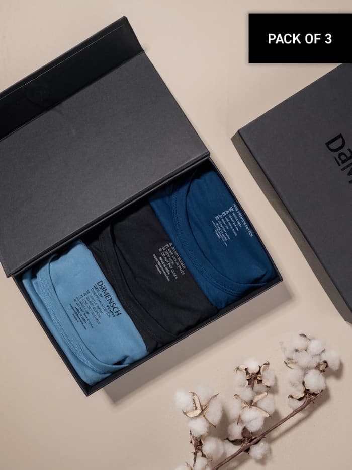 Long Weekender Cotton Vests Box-D (Pack of 3)