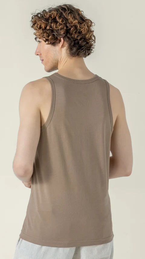 Neo-Cotton Antibacterial Vest Round- Earthy Brown