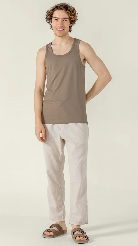Neo-Cotton Antibacterial Vest Round- Earthy Brown