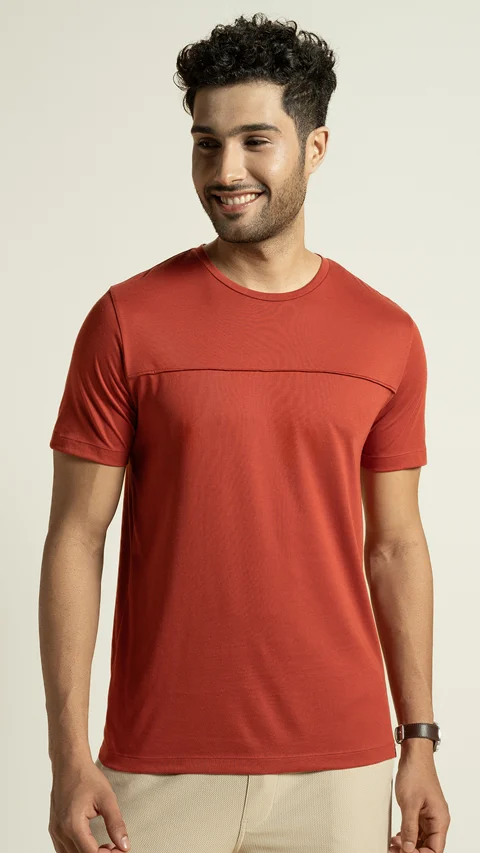 Breeeze Ultra-Light Solid T-Shirt Ochre Red