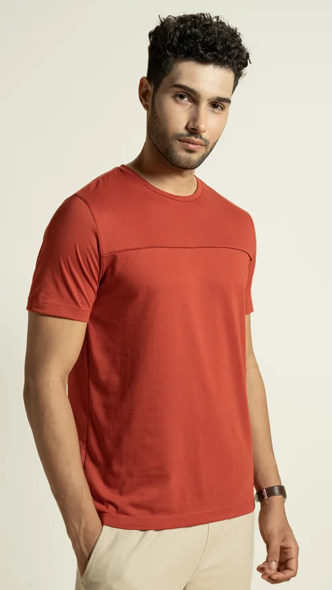 Breeeze Ultra-Light Solid T-Shirt Ochre Red
