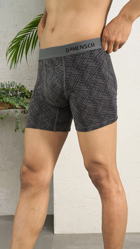 Deo-Soft Boxer Brief Grey Grid