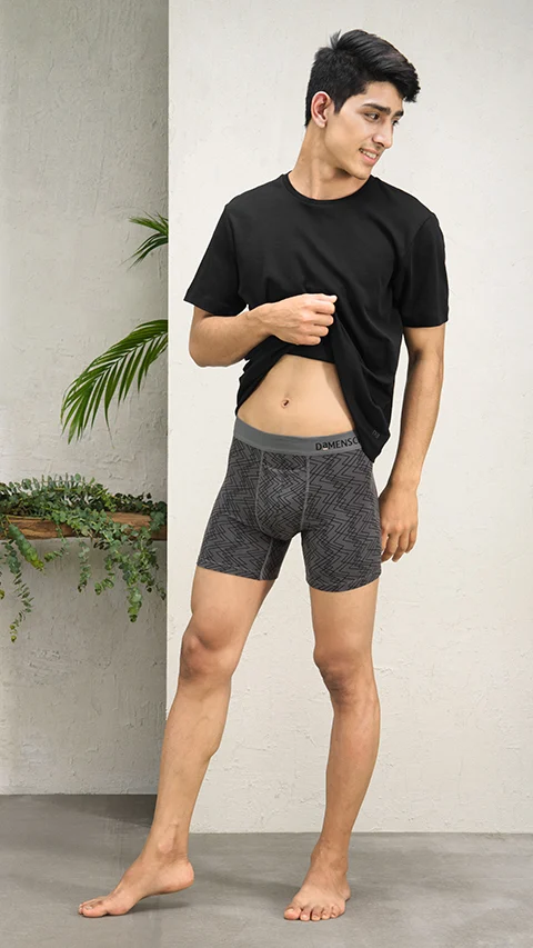 Deo-Soft Boxer Brief Grey Grid