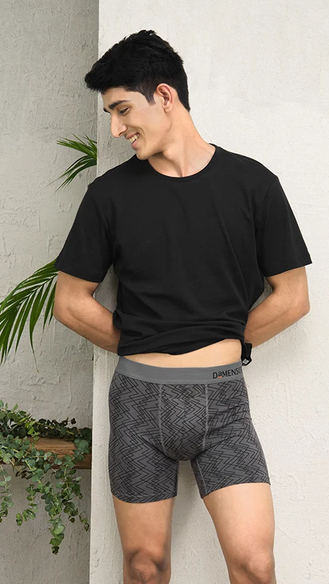 Deo-Soft Boxer Brief Grey Grid