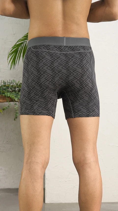 Deo-Soft Boxer Brief Grey Grid