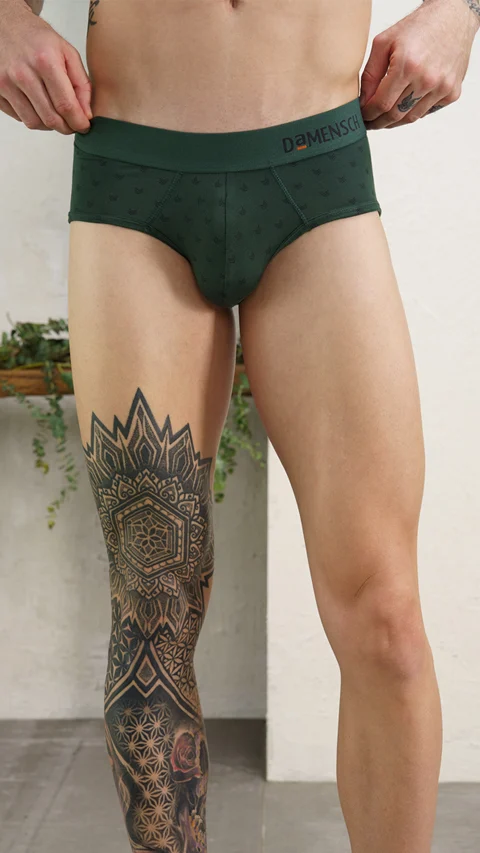 Deo-Soft Briefs Printed - Darted Green