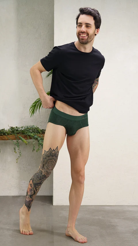 Deo-Soft Briefs Printed - Darted Green
