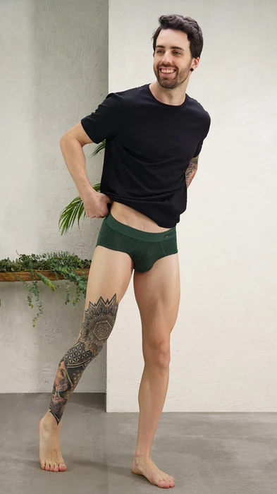 Deo-Soft Briefs Printed - Darted Green
