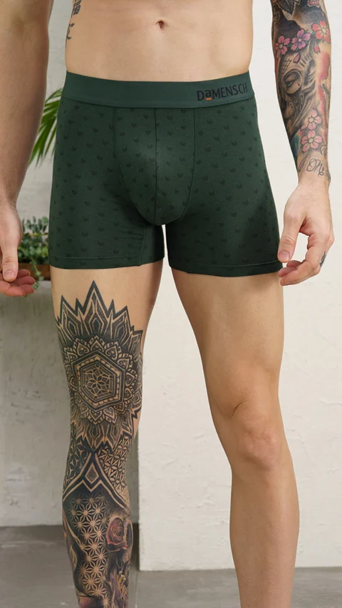 Deo-Soft Trunks Printed - Darted Green
