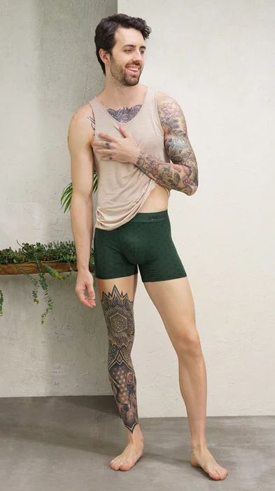 Deo-Soft Trunks Printed - Darted Green