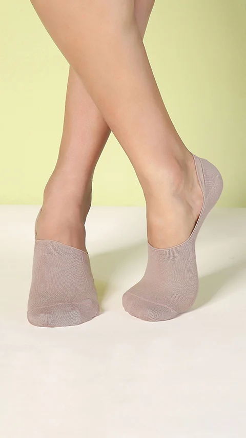 Aloe-Soft No Show Non-Terry Socks-Soft Grey, Cloudy Brown