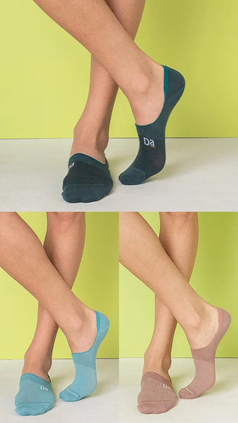 Aloe-Soft No Show Non-Terry Socks- Deep Green, Mineral Blue, Cool Clay