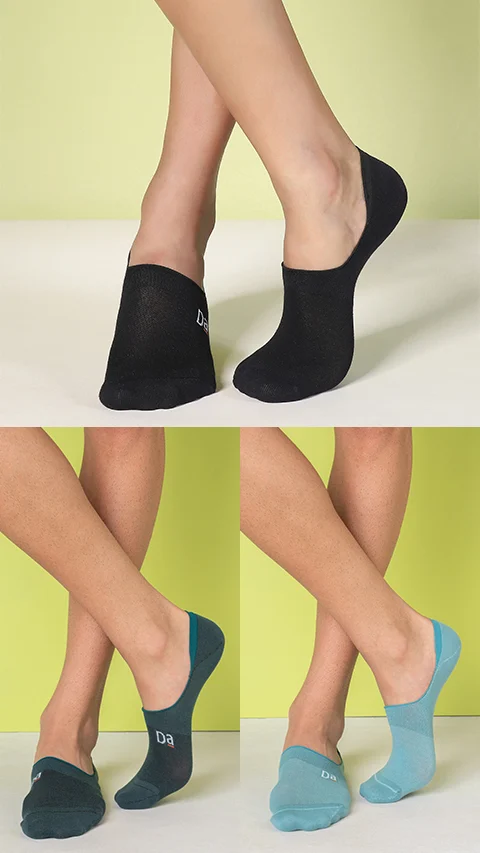 Aloe-Soft No Show Non-Terry Socks- Jet Black, Deep Green, Mineral Blue