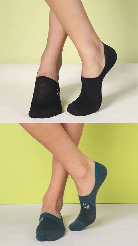 Aloe-Soft No Show Non-Terry Socks- Jet Black, Deep Green