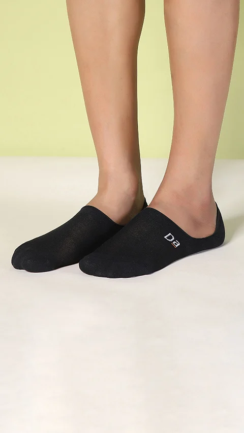 Aloe-Soft No Show Non-Terry Socks- Jet Black, Deep Green