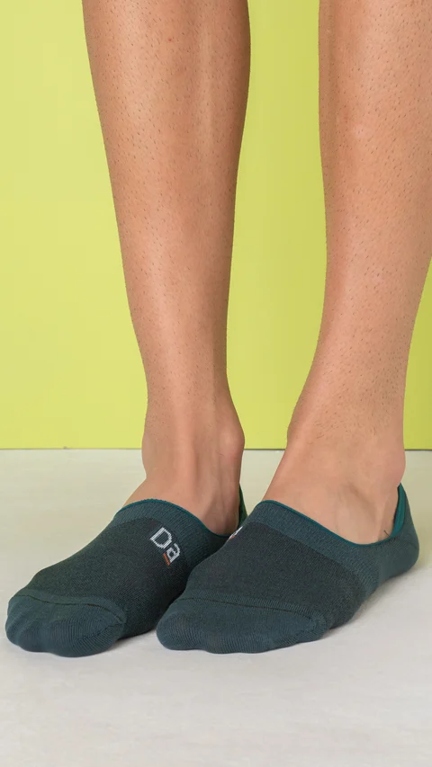 Aloe-Soft No Show Non-Terry Socks- Jet Black, Deep Green