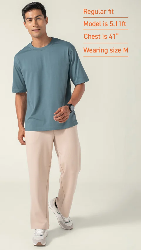 Statement Oversized Solid T-Shirt Dusky Blue