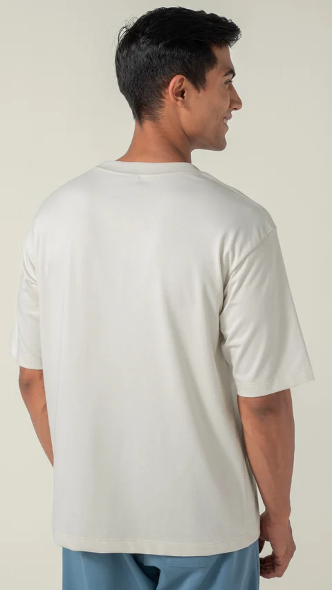 Statement Oversized Solid T-Shirt Ivory Mist