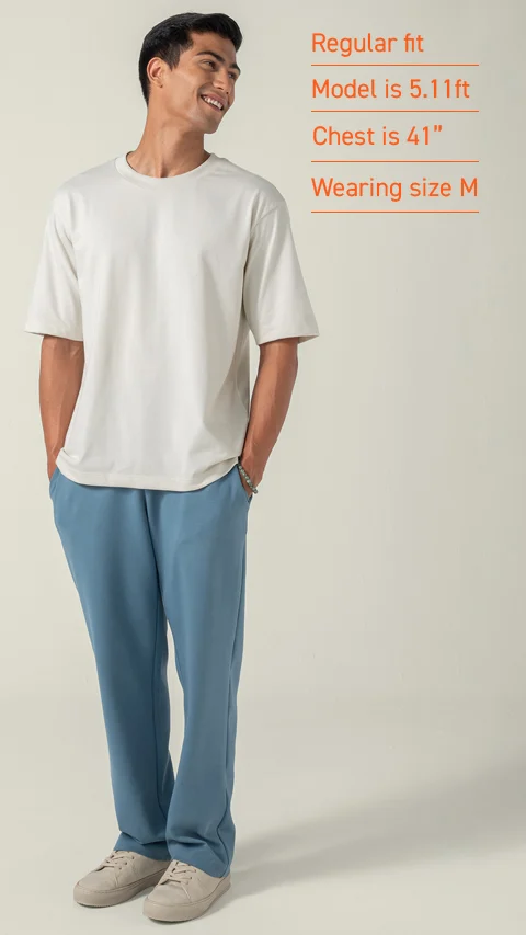 Statement Oversized Solid T-Shirt Ivory Mist