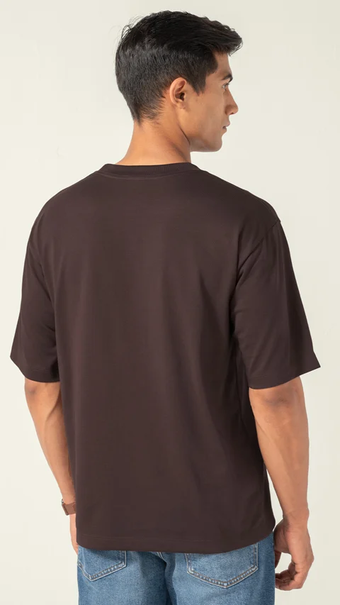 Statement Oversized Solid T-Shirt Lush Brown