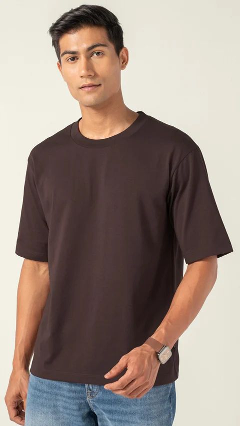Statement Oversized Solid T-Shirt Lush Brown