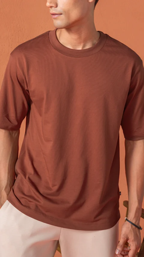 Statement Oversized Solid T-Shirt Vintage Red