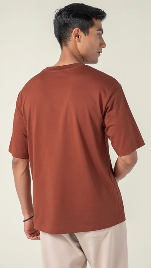 Statement Oversized Solid T-Shirt Vintage Red