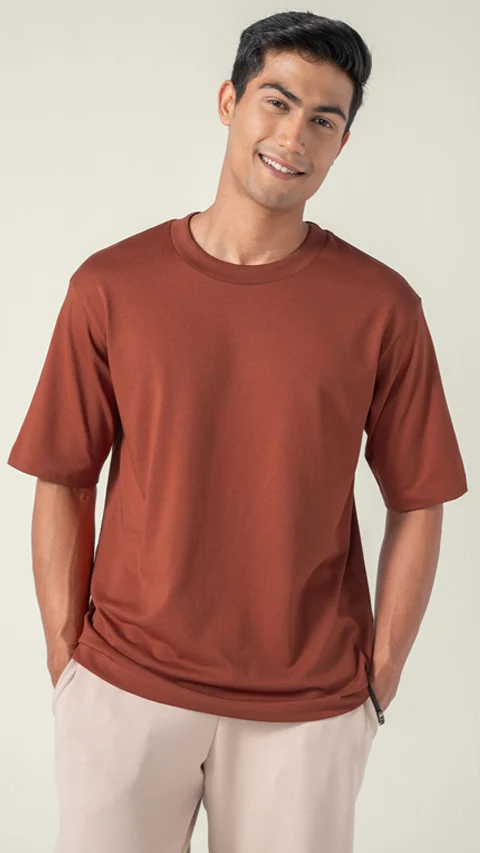 Statement Oversized Solid T-Shirt Vintage Red