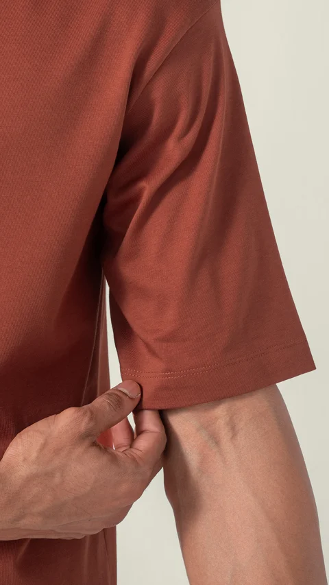 Statement Oversized Solid T-Shirt Vintage Red