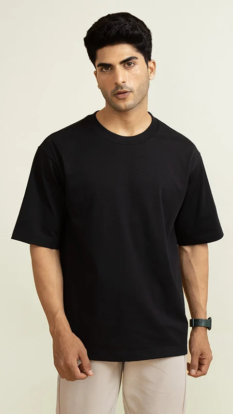 Statement Oversized Solid T-Shirts Jet Black