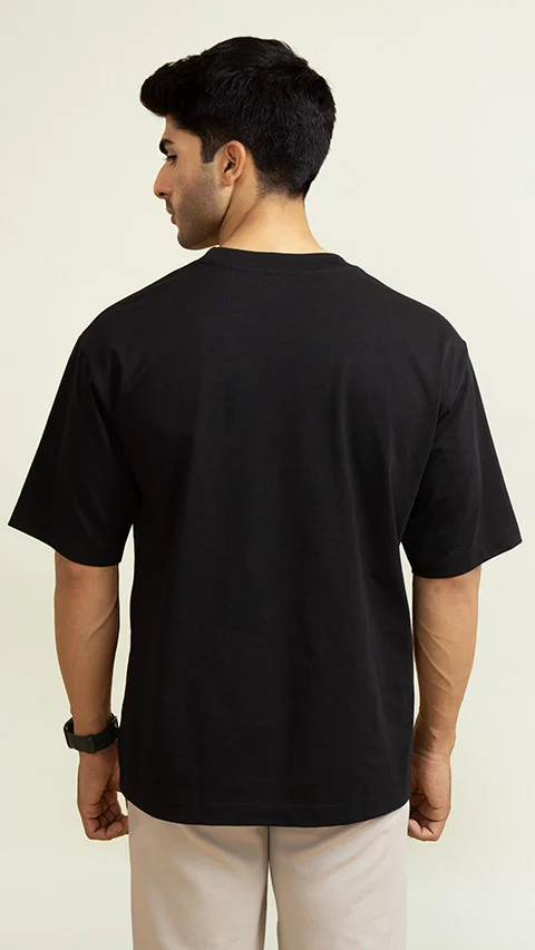 Statement Oversized Solid T-Shirts Jet Black