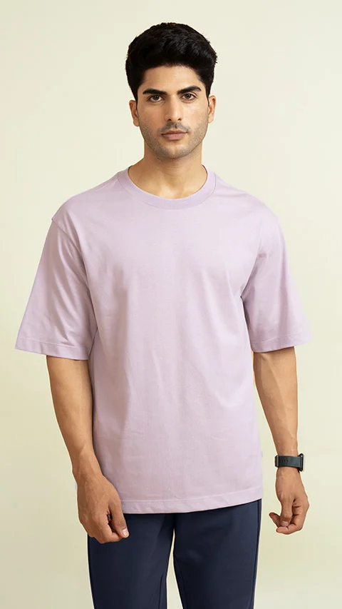 Statement Oversized Solid T-Shirts Lilac Light