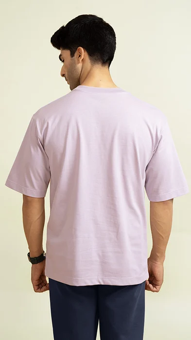 Statement Oversized Solid T-Shirts Lilac Light