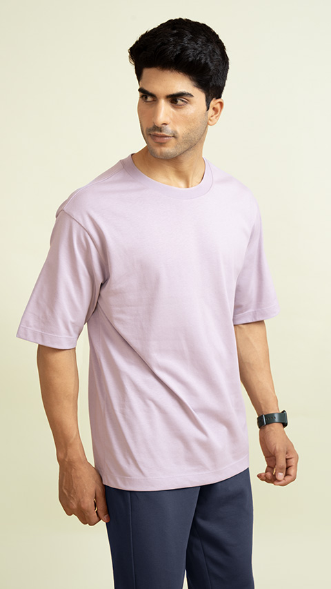 Statement Oversized Solid T-Shirts Lilac Light