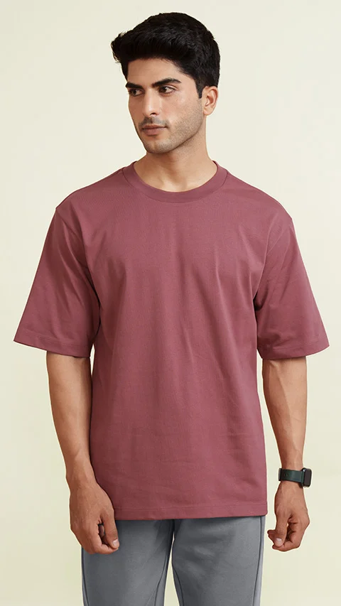 Statement Oversized Solid T-Shirts Magenta Haze