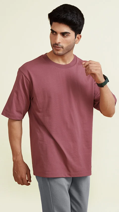 Statement Oversized Solid T-Shirts Magenta Haze