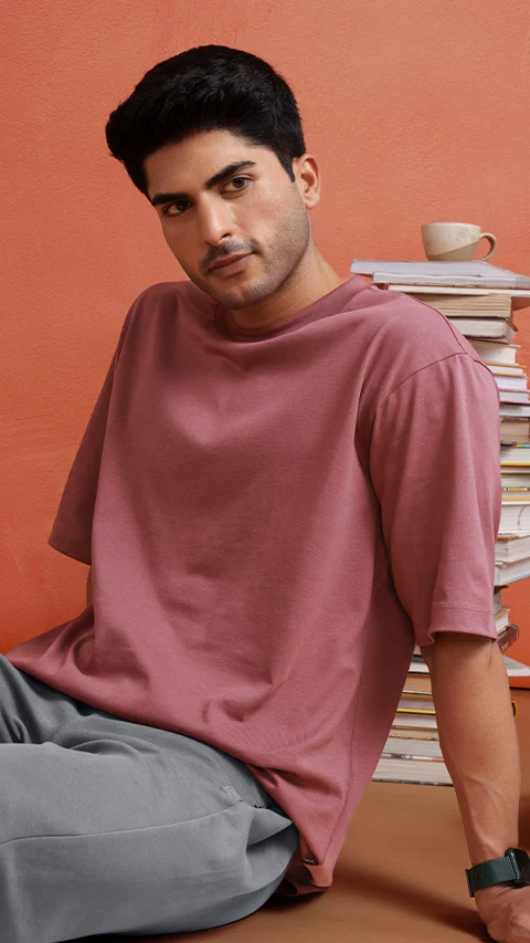 Statement Oversized Solid T-Shirts Magenta Haze